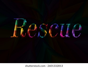 Abstract Rescue Text Effect Design Black Background