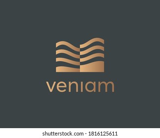 Abstract residence house logo design template. Premium real estate resort hotel vector icon sign logotype.