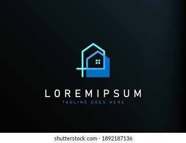 Abstraktes Logo-Design des Wohnsitzes. Vektorgrafik von abstraktem Immobilienhaus. Modern gestaltete Logo-Design-Symbol-Vorlage