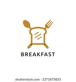 Abstract restaurant breakfast logo design. Bread food vector.