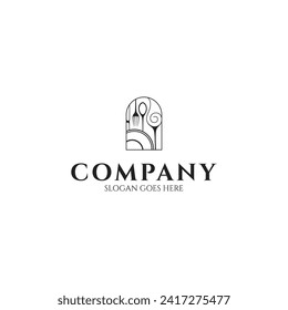 Abstract restaurant logo with minimalist line art design
