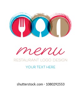 Abstract restaurant menu card design with cutlery signs