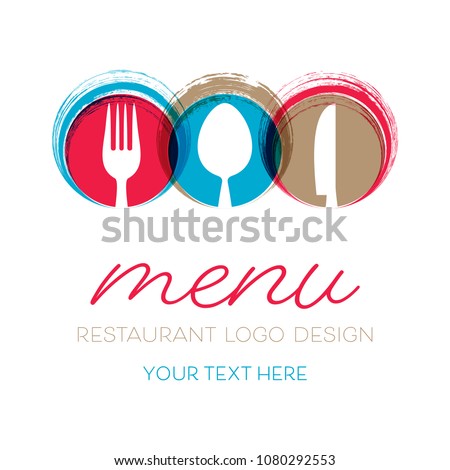 Abstract restaurant menu card design with cutlery signs