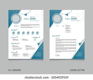 Abstract Resume Template Cv Format Vector Design With Cover Letter