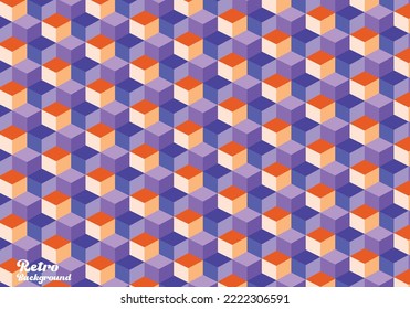 Abstract retro 1970s cube background with colorful striped design, vector illustration design for poster, wall art, banner graphic. computer wallpaper desktop. Vector EPS 