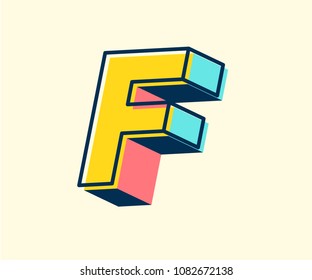 Abstract retro 3D font alphabets, Pop color, Vintage, Typeface