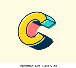 Abstract retro 3D font alphabets, Pop color, Vintage, Typeface