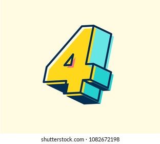 Abstract retro 3D font alphabets, Pop color, Vintage, Typeface