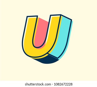 Abstract retro 3D font alphabets, Pop color, Vintage, Typeface