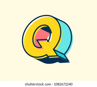 Abstract retro 3D font alphabets, Pop color, Vintage, Typeface