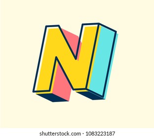 Abstract retro 3D font alphabets, Pop color, Vintage, Typeface