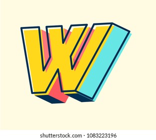 Abstract retro 3D font alphabets, Pop color, Vintage, Typeface