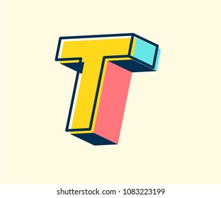Abstract retro 3D font alphabets, Pop color, Vintage, Typeface