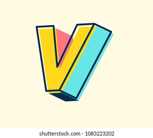 Abstract retro 3D font alphabets, Pop color, Vintage, Typeface