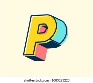 Abstract retro 3D font alphabets, Pop color, Vintage, Typeface