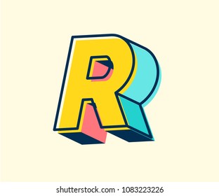 Abstract retro 3D font alphabets, Pop color, Vintage, Typeface