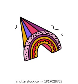 Abstract retro 3d rainbow. Colorful pop art. Doodle style. Vector illustration on isolated background. Trendy retro art print for T-shirt, bag, sticker, mobile wallpaper or poster.