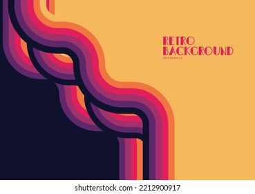 Abstract retro 70s background with colorful striped design, vector illustration design for poster, wall art, banner graphic. computer wallpaper desktop.