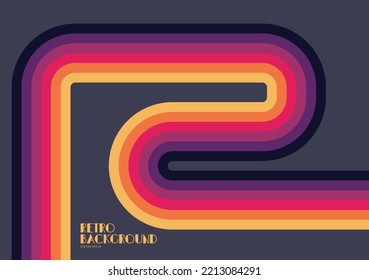 Abstract retro 70s background with colorful striped design, vector illustration design for poster, wall art, banner graphic. computer wallpaper desktop.