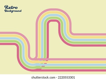 Resumen de fondo retro de los años 70 con diseño de rayas coloridas, diseño de ilustración vectorial para afiches, arte mural, gráfico de banner. escritorio de fondo de pantalla del equipo.