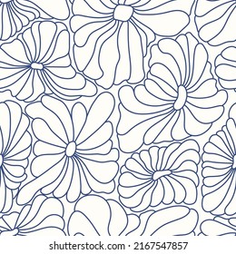 Resumen del fondo retro de los años 70. Patrón sin fisuras del vector psicodélico. Impresión de moda de los años 60. Ilustración hippie vintage con flores. Papel tapiz de la vieja escuela ondulado de la línea de arte