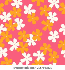 Abstrakter Retro-Hintergrund der 70er Jahre. Psychedelisches, bunter Vektorgrafik nahtloses Muster. Groovy 60s Modedruck. Vintage Hippie Blumengrafik. Tapete mit farbigen Wavy-Line-Werken der Alten Schule