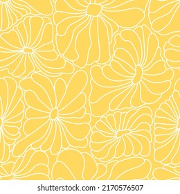 Abstract retro 70s background. Psychedelic vector seamless pattern. Groovy 60s fashion print. Vintage hippie floral illustration. Old school wavy line art wallpaper