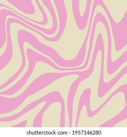 Abstract Retro 70s Trippy Wavy Swirl Pink Vector Background