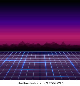 Abstract Retro 80's Sci-fi Background
