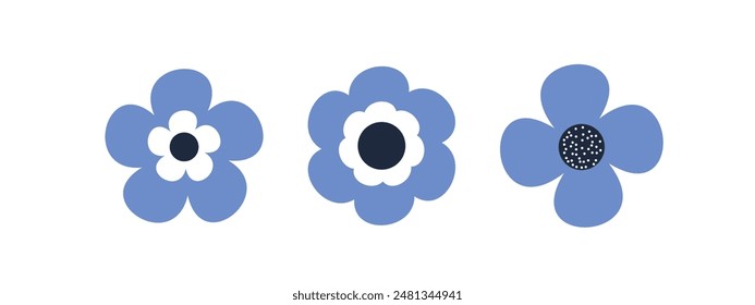 Abstract retro aesthetic groovy daisy flowers. Vintage floral mid century art prints. Retro floral vector background surface design, textile, stationery,