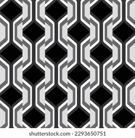 Abstract Retro Art Deco Decorative Psychedelic Colorful Geometric Vector Seamless Pattern Trendy Fashion Colors Perfect for Allover Fabric Print or Wrapping Paper Wall Paper Black Gray Tones