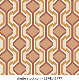 Abstract Retro Art Deco Decorative Psychedelic Colorful Geometric Vector Seamless Pattern Trendy Fashion Colors Perfect for Allover Fabric Print or Wrapping Paper Wall Paper Brown Tones