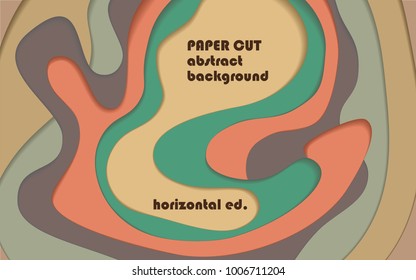 Abstract retro background with 3D paper cut pastel colors shapes in 60-th style. Horizontal vector layout design for any kind of representations, flyers, posters and invitations. 