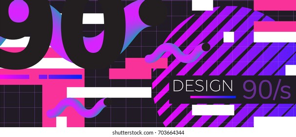 Abstract retro background back to 90s. Vector illustration Gradient Glitch Pattern Design Elements for flyers, leaflets, T-shirts, party etc