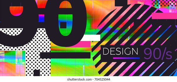 Abstract retro background back to 90s. Vector illustration Gradient Glitch Pattern Design Elements for flyers, leaflets, T-shirts, party etc