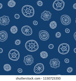 Abstract retro background backdrop seamless pattern white on deep blue color vector isolated