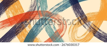 Abstract retro background with brush stroke texture. Hand drawn scratches splatter grunge distressed background. Grainy bold brush strokes texture with small dots. Vector	