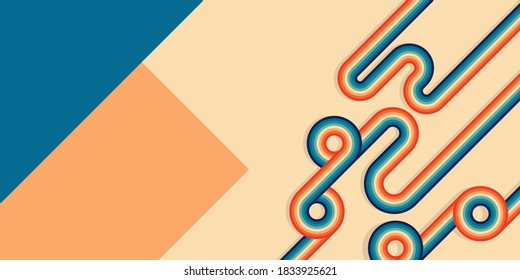 Abstract retro background of color line shape in vintage style color with circle line shape for banner, wallpaper, poster, etc. EPS10