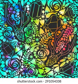Abstract retro background with crystals , roses and spices.