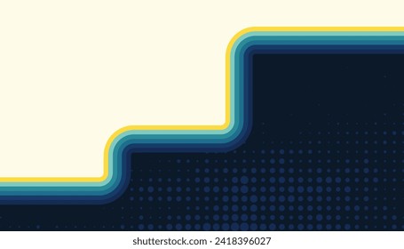 Abstract retro background design with rounded striped and dot elements. Vector illustration.