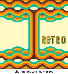 Abstract retro background, digital lines and circles, design70s, vector.