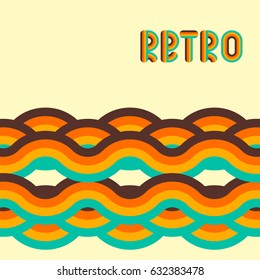 Abstract retro background, digital lines and circles, design 70s, vector.