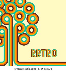 Abstract retro background, digital lines and circles, design 70s, vector.