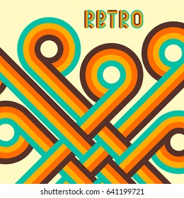 Abstract retro background, digital lines and circles, design 70s, vector.