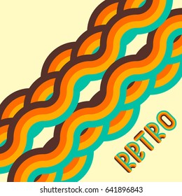 Abstract retro background, digital lines and circles, design 70s, vector.