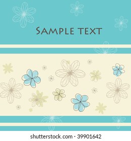   Abstract retro background with flowers for greeting card. Vector illustration