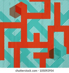 Abstract retro background in form of labyrinth. Book cover