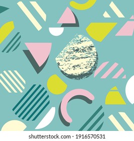 Abstract retro background with geometric flat shapes, vector.