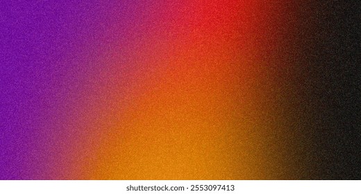 Abstract retro background grainy texture with gradient purple, red, orange, and black colors 