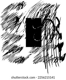 Abstract retro background. Hand drawn artistic damaged doodle sketch on white background.